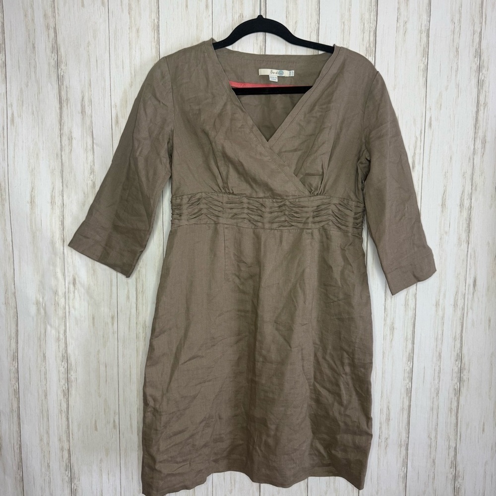 Anthropologie Boden 100% linen Taupe Dress